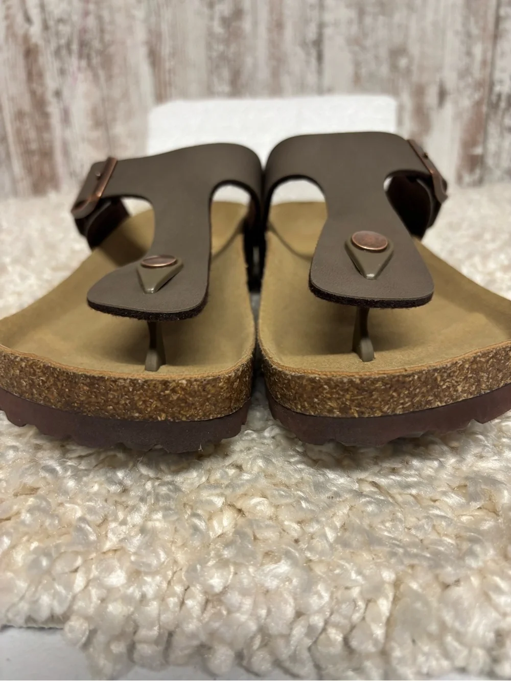 Women's Brown Comfort Toe-Post Sandals